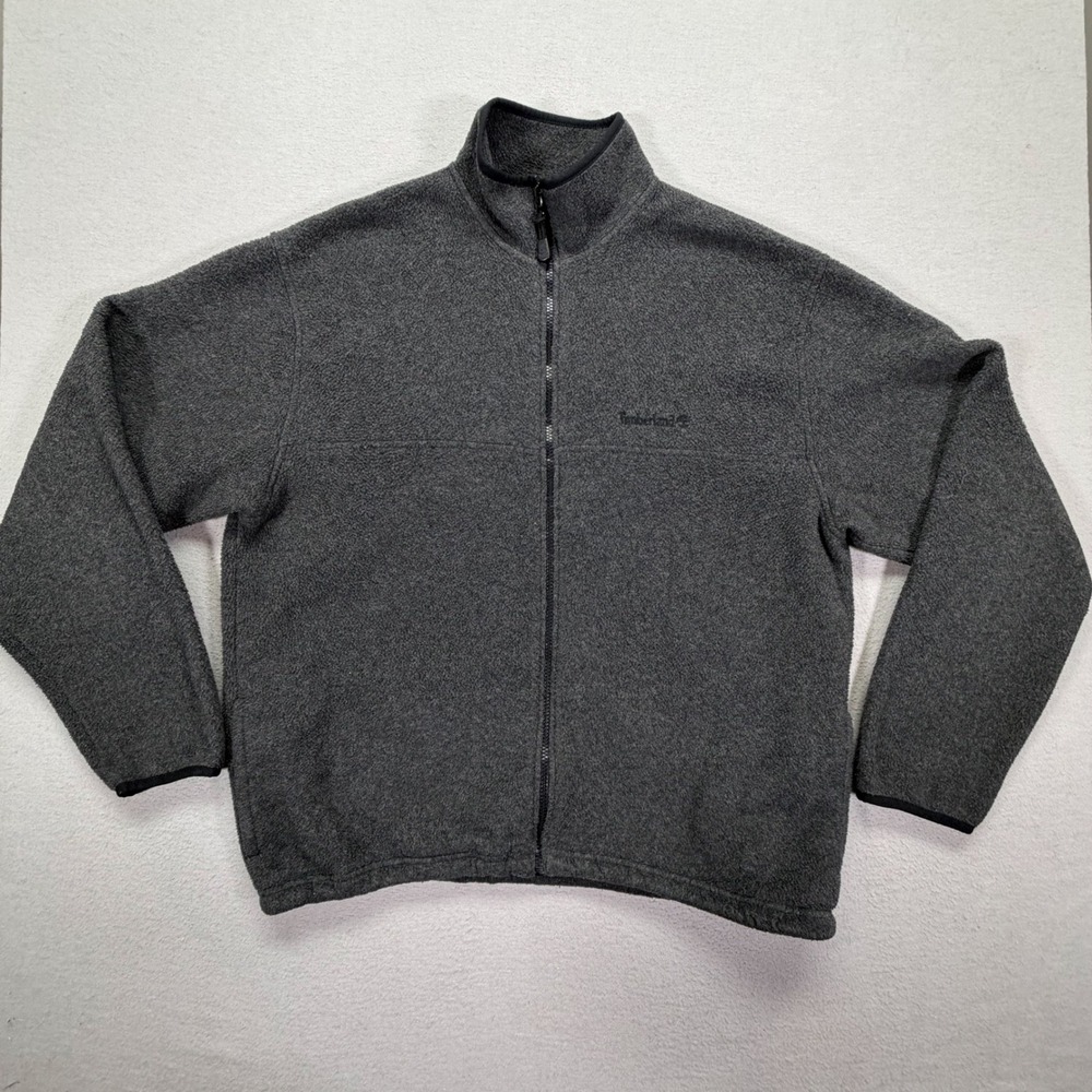 Timberland Mens Fleece Jacket Regular Charcoal Grey Full Zip Mock Neck Large